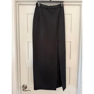 Vintage 90s Alex Evenings Black Maxi Skirt – Button Detail – Size 6